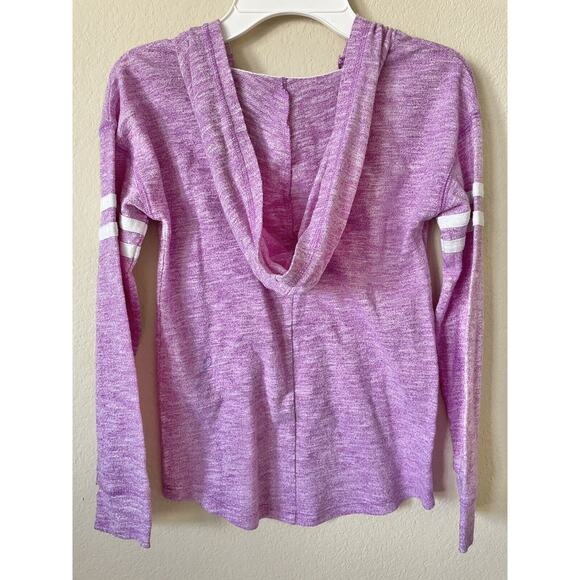 Justice Purple Stripe Trim Sparkle Logo Graphic Girls Pullover Hoodie Top Size 8 - Picture 3 of 3